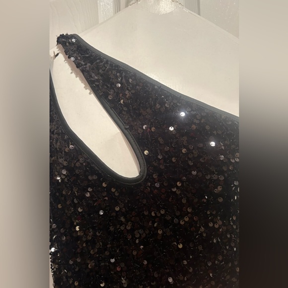 New Black Sequin Gown - Picture 3 of 5